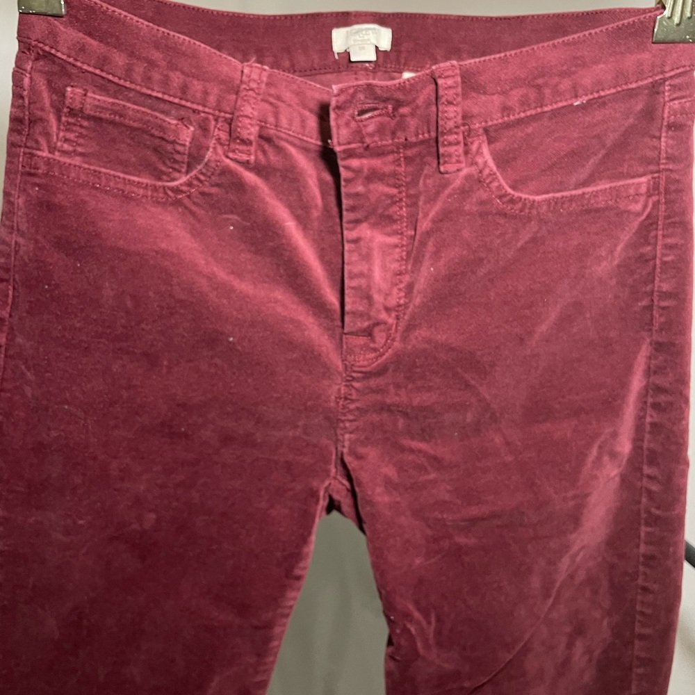 J.Crew Red/Maroon Velvet Pant Sz 28
